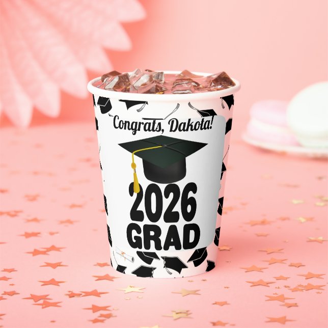 Bold Class of 2026 Graduation Paper Cups (Insitu)