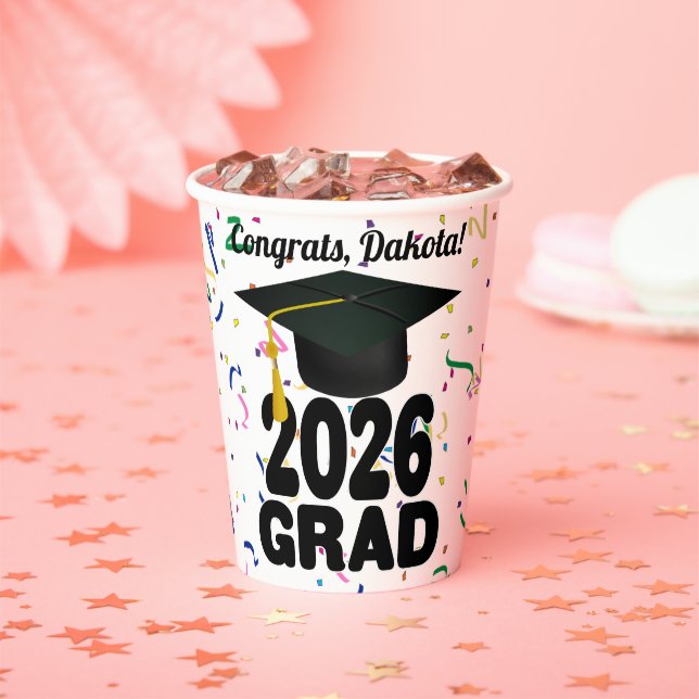 Bold Class of 2026 Graduation Paper Cups (Insitu)