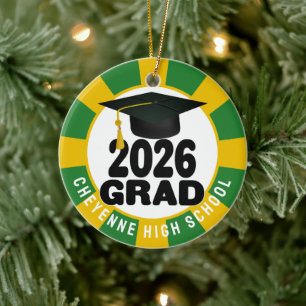 Bold Class of 2026 Photo Graduation Ceramic Ornament