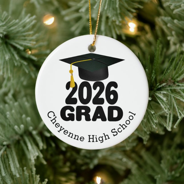Bold Class of 2026 Photo Graduation Ceramic Ornament (Tree)