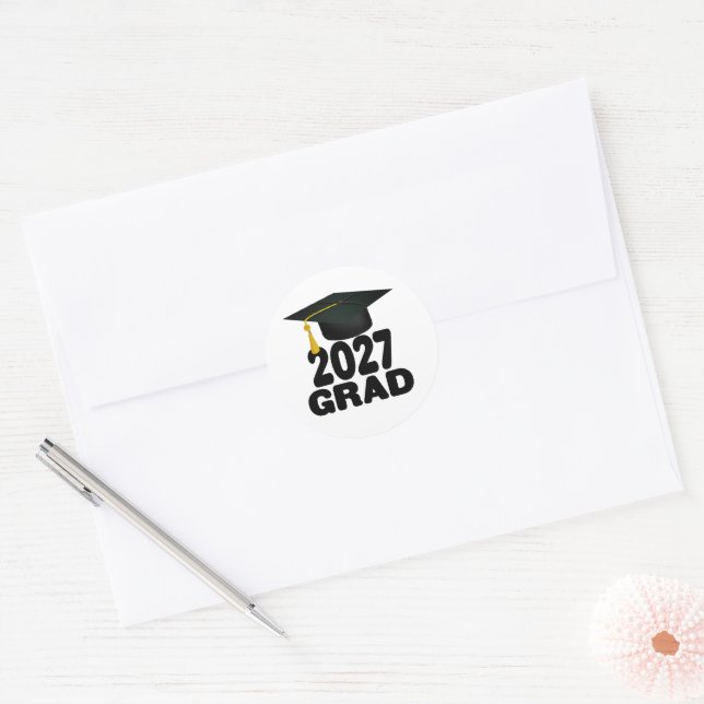 Bold Class of 2027 Graduation Classic Round Sticker (Envelope)