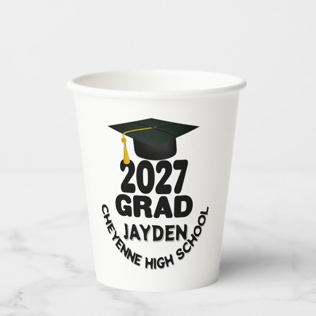 Bold Class of 2027 Graduation Paper Cups (Front)
