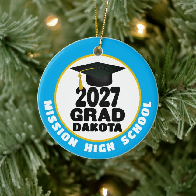 Bold Class of 2027 Photo Graduation Ceramic Ornament (Tree)