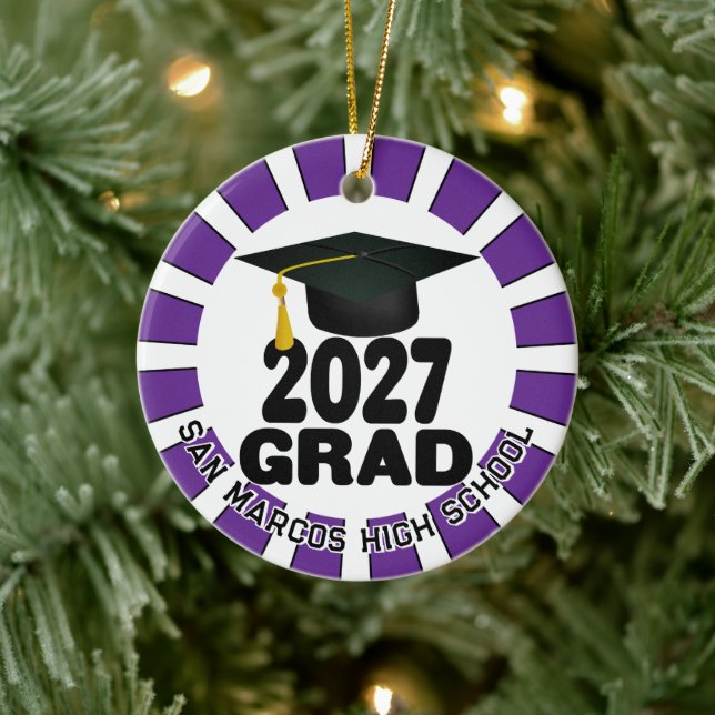 Bold Class of 2027 Photo Graduation Ceramic Ornament (Tree)
