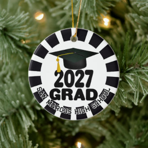 Bold Class of 2027 Photo Graduation Ceramic Ornament