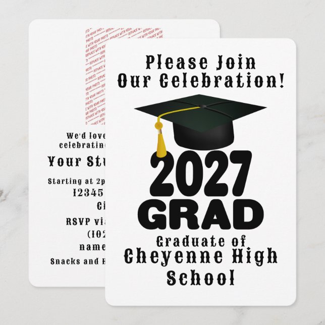 Bold Class of 2027 Photo Graduation Invitation (Front/Back)