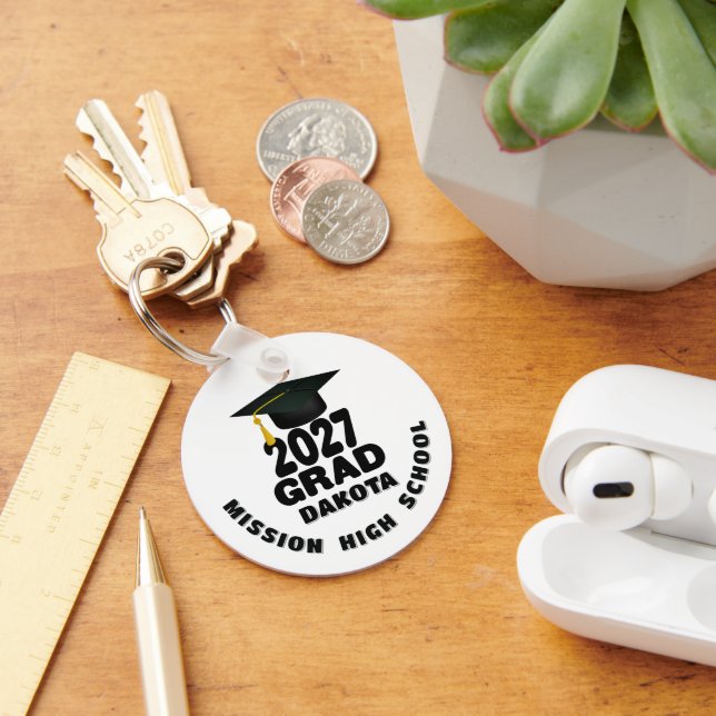 Bold Class of 2027 Photo Graduation Keychain (Desk)