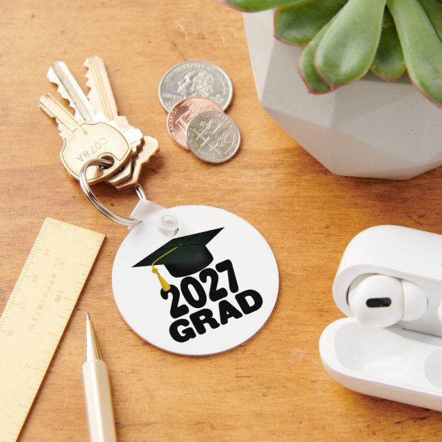 Bold Class of 2027 Photo Graduation Keychain (Desk)