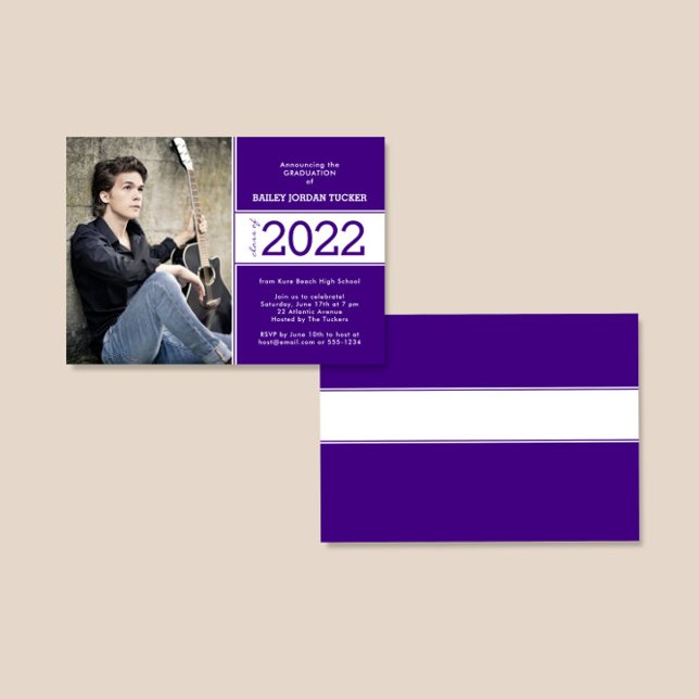 Bold Class Year Deep Purple Photo Graduation Announcement (Creator Uploaded)
