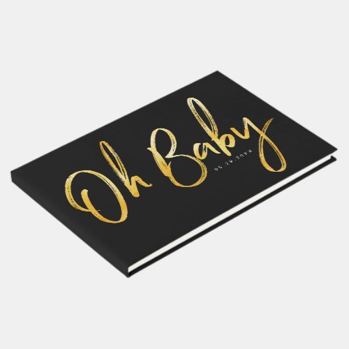 Bold Clean Modern Oh Baby Typographic Baby Shower Guest Book
