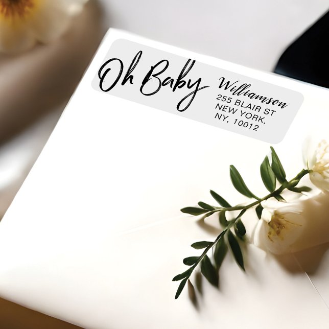 Bold Clean Modern Oh Baby Typographic Baby Shower Label (Bold Clean Modern Oh Baby Typographic Baby Shower Label)