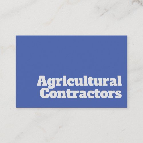 Bold  Clear Agricultural Contractors Design Business Card