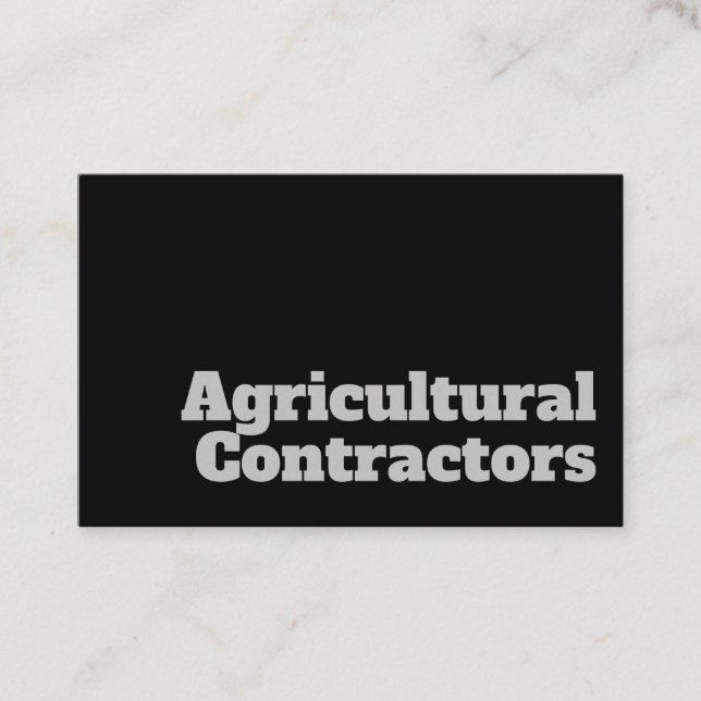 Bold & Clear Agricultural Contractors Design Business Card (Front)