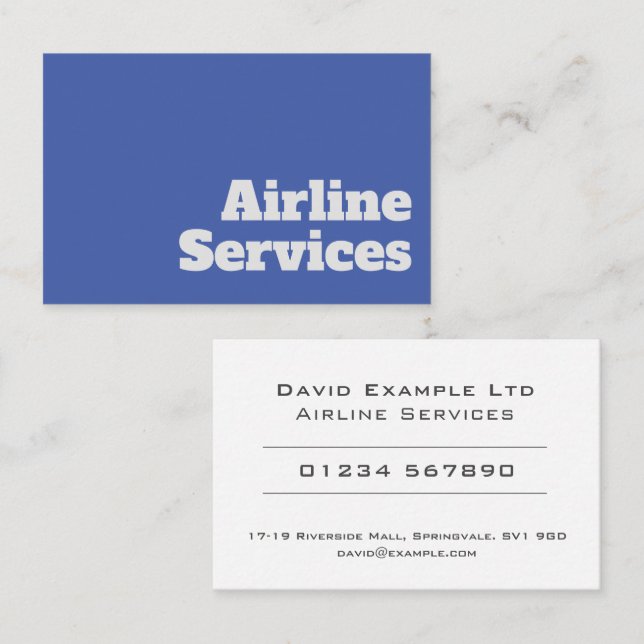 Bold & Clear Airline Services Design Business Card (Front/Back)
