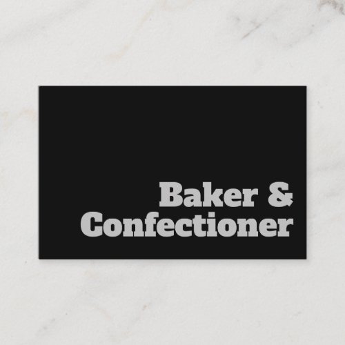 Bold  Clear Baker  Confectioner Design Business Card