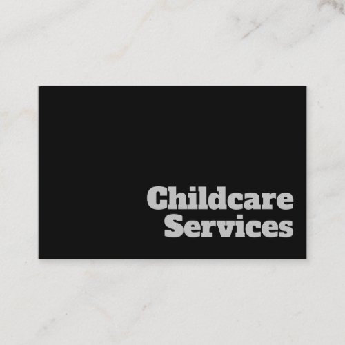 Bold  Clear Childcare Services Design Business Card