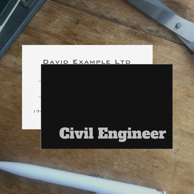 Bold & Clear Civil Engineer Design Business Card (Creator Uploaded)