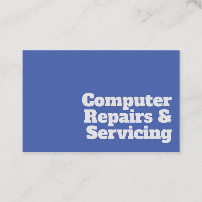 Bold & Clear Computer Repairs & Servicing Design Business Card (Front)