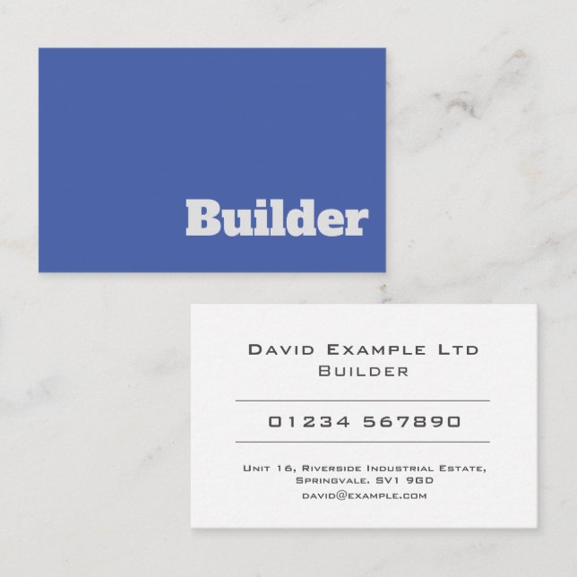 Bold & Clear General Builder Business Card (Front/Back)