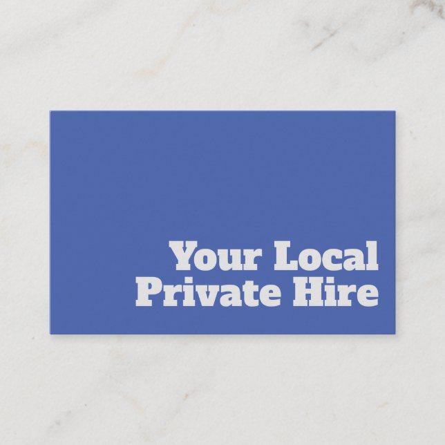 Bold & Clear Private Hire Taxi Design Business Card (Front)