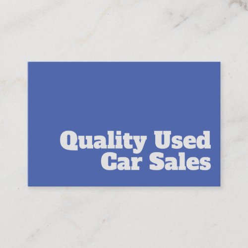 Bold  Clear Quality Used Car Sales Design Business Card