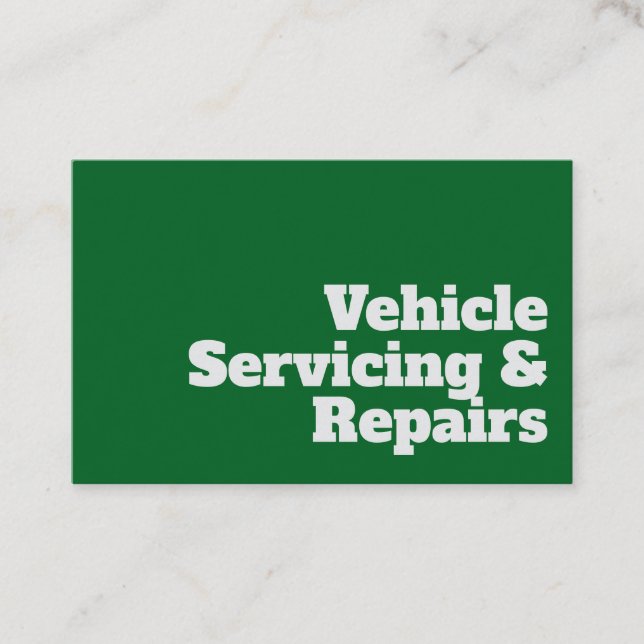 Bold & Clear Vehicle Servicing & Repairs Design Business Card (Front)