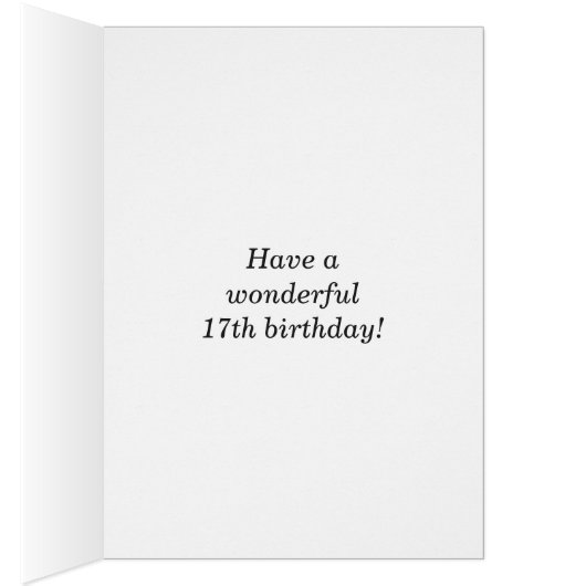 Bold, Cloudy Sky, Faux Gold 17th Birthday + Name (Inside (Right))