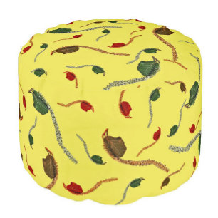 Bold Coastal Seagrape - Gilded Sun Round Pouf