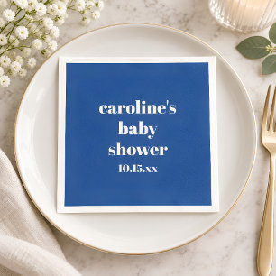 Bold Cobalt Blue Modern Fun Custom Baby Shower Napkins