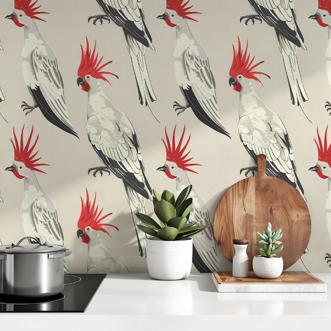 Bold Cockatoos on Neutral Canvas Wallpaper (Creator Uploaded)