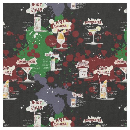 Cocktail Drink Recipe Design Fabric Zazzlecom Cocktail drink pattern by amy hood for hoodzpah on dribbble