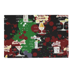 Bold Cocktail Drink Recipe Design Placemat