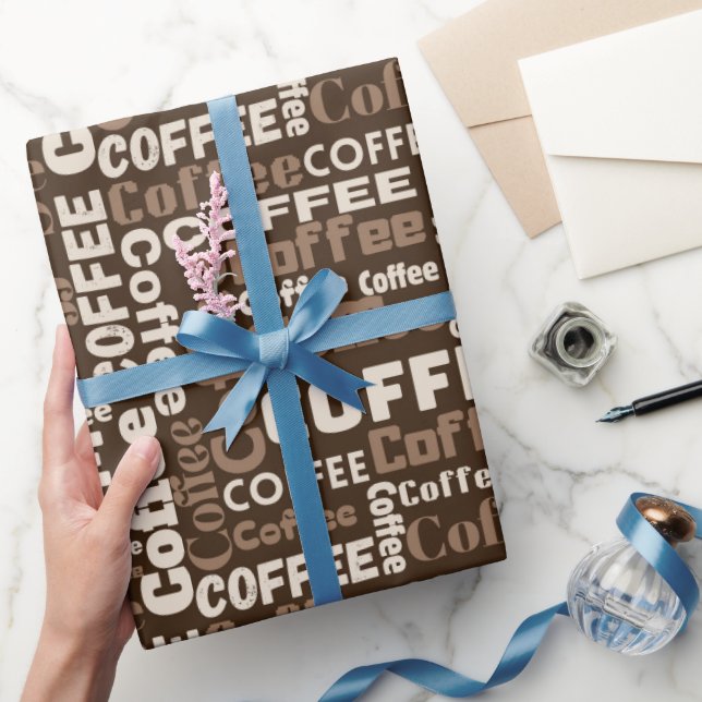 Bold Coffee Letters Wrapping Paper (Gifting)