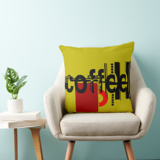 Bold Coffee Minimalist Graphic Throw Pillow