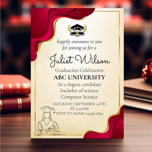 Bold college  graduation stylish commencement invitation