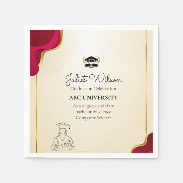 Bold college  graduation stylish commencement napkins (Front)