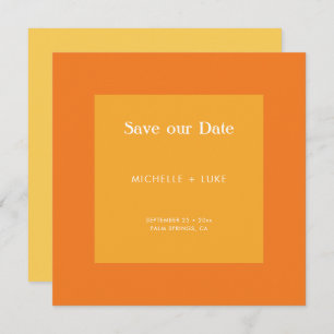 Bold Color Block Abstract Orange Yellow Wedding Save The Date