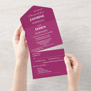 Bold Color Block Wedding Invite – Magenta