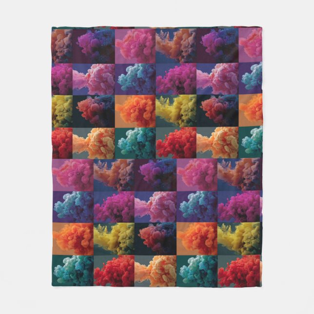 bold color blocks fleece blanket (Front)