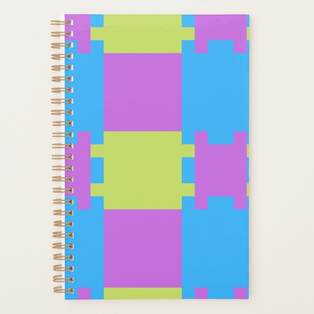Bold Color Blocks Green Blue Pink 7 Planner (Front)