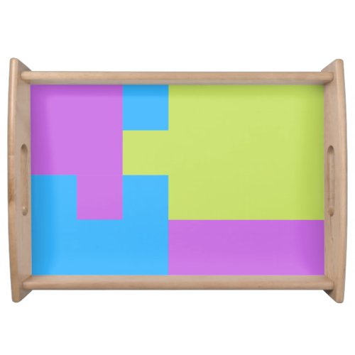 Bold Color Blocks Green Blue Pink 7 Serving Tray