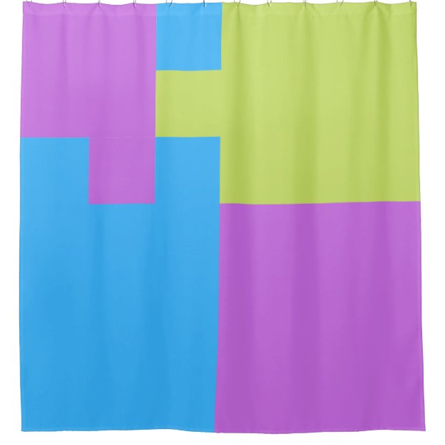 Bold Color Blocks Green Blue Pink 7 Shower Curtain (Front)