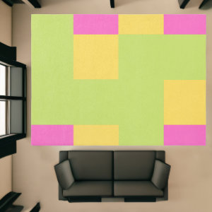 Bold Color Blocks Yellow Green Pink Rug
