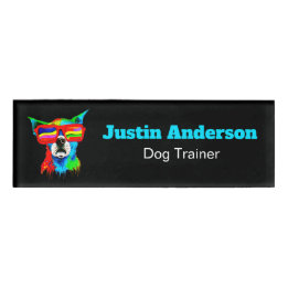 Bold Color Dog Custom Dog Trainer Name Tag