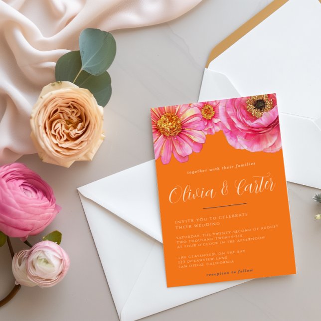 Bold Color Floral Wedding Invitation (Creator Uploaded)