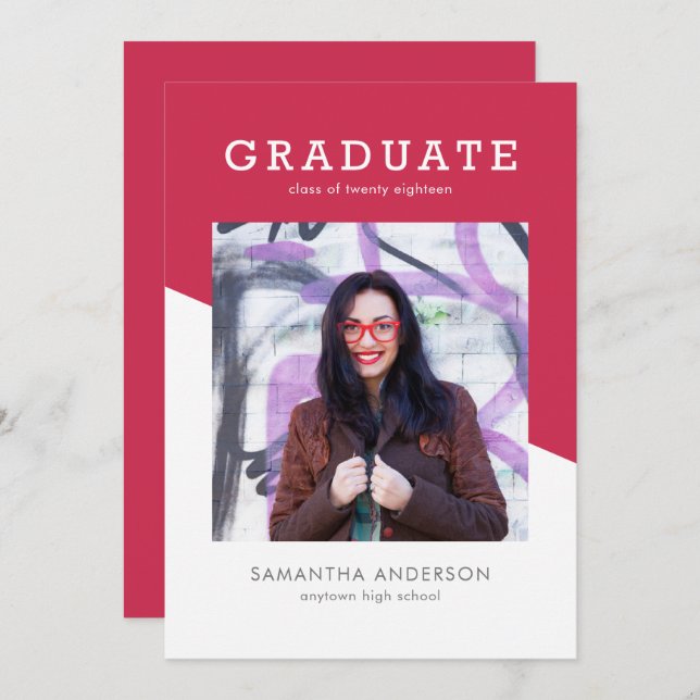 Bold Color Graduation Invitation (Front/Back)