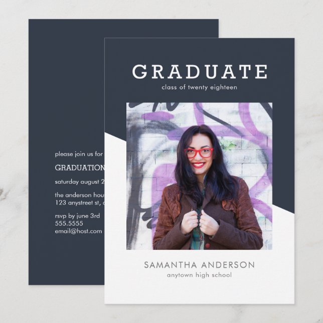 Bold Color Graduation Invitation (Front/Back)
