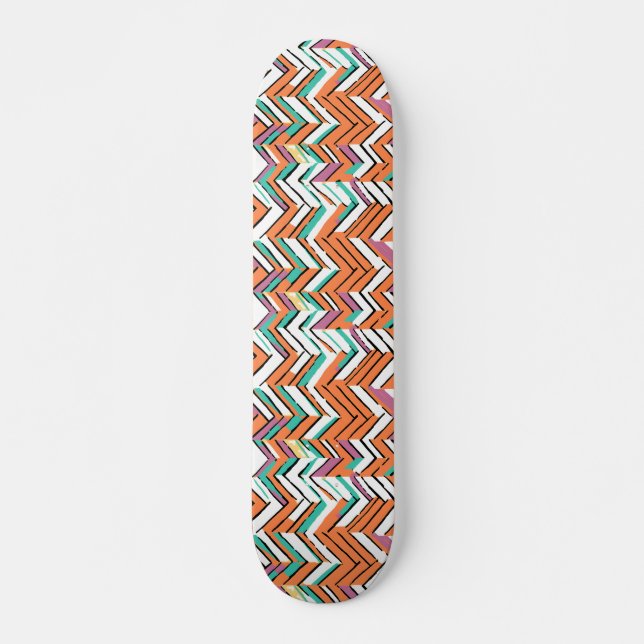 Bold Color Herringbone Chevron pattern Skateboard (Front)