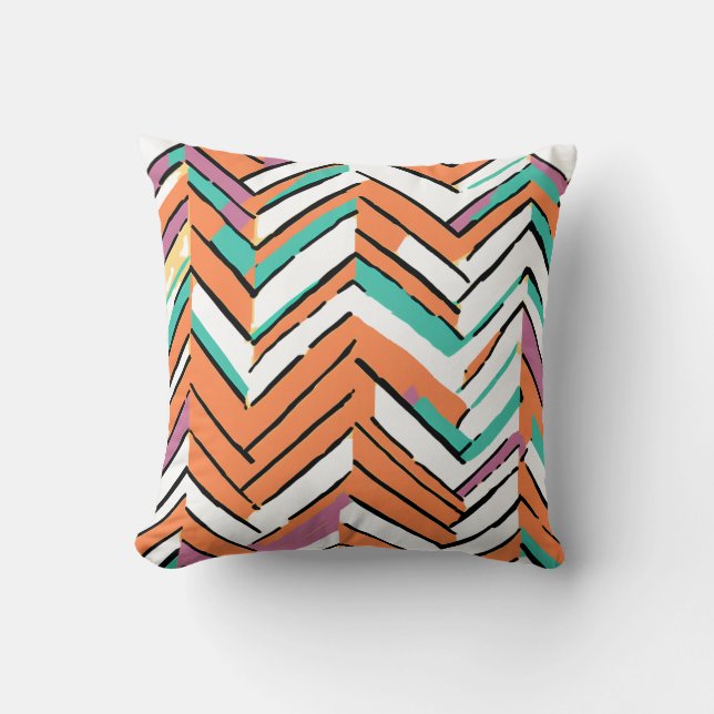 Bold Color Herringbone Chevron pattern Throw Pillow (Front)