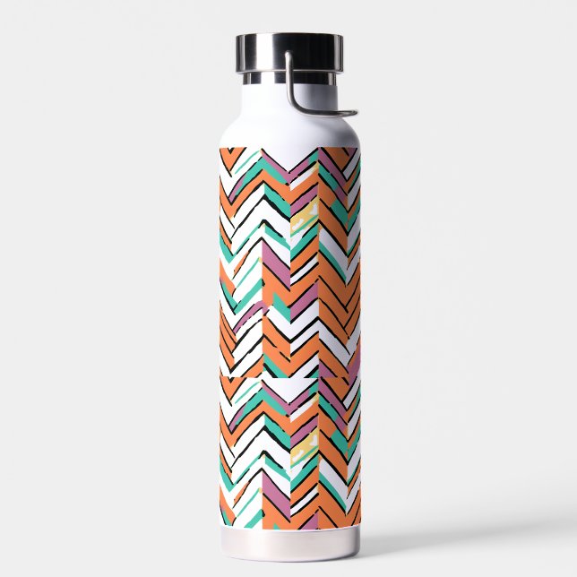 Bold Color Herringbone Chevron pattern Water Bottle (Left)